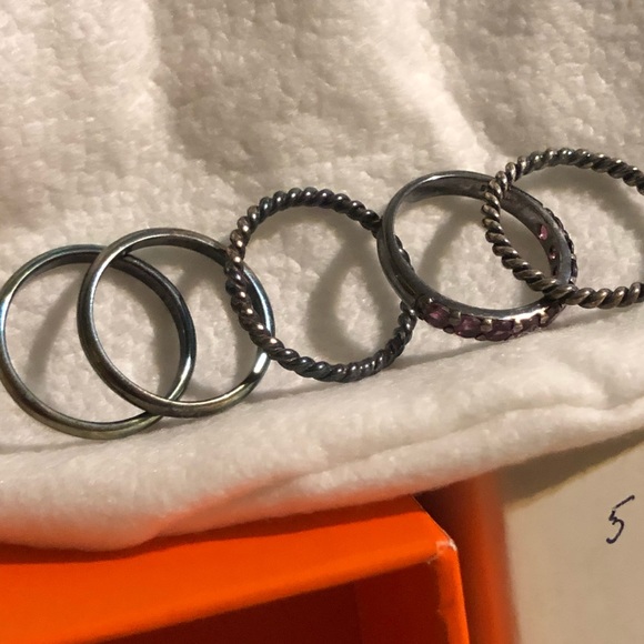 5 silver stack rings - Picture 2 of 6